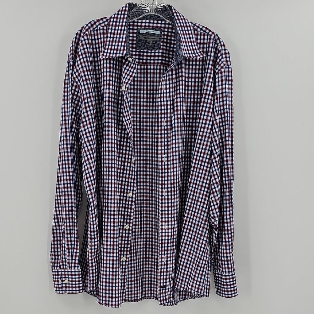 Johnson & Murphy Tailored Fit Men's Checkered Button-down Size XL